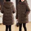 New winter down cotton jacket women's long large loose cotton jacket warm cotton-padded jacket thickened