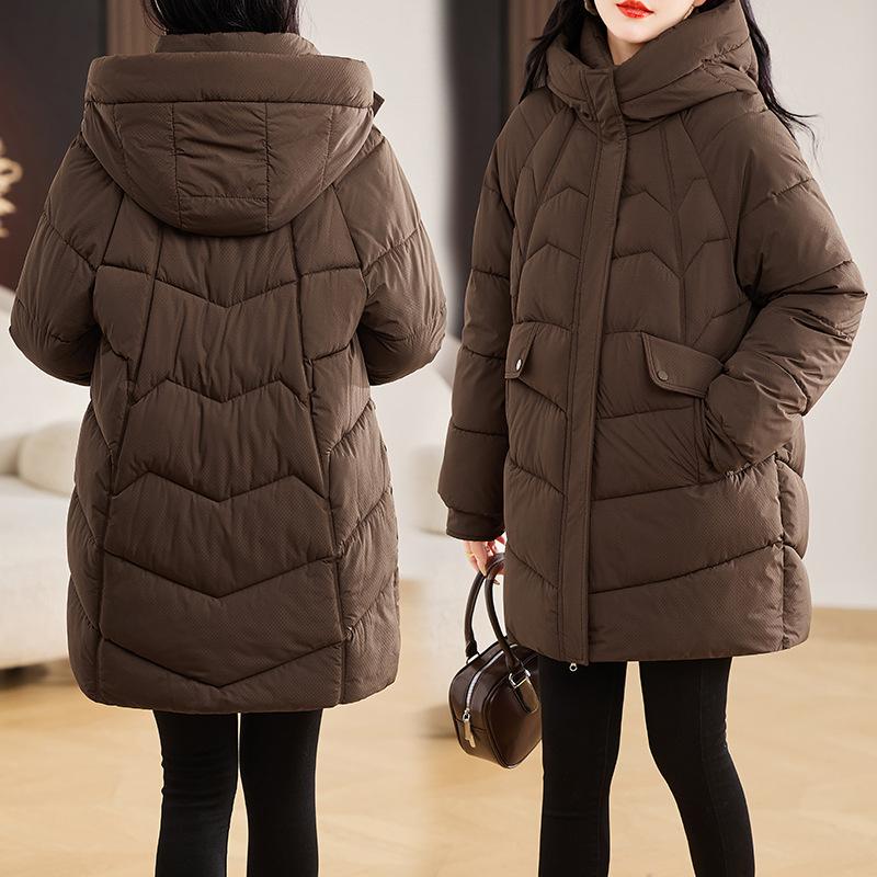 New winter down cotton jacket women's long large loose cotton jacket warm cotton-padded jacket thickened