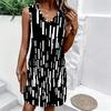 Plus Size V Neck Sleeveless Dress Watercolor Cherry Blossom Print For Spring Scenic Spot Tour