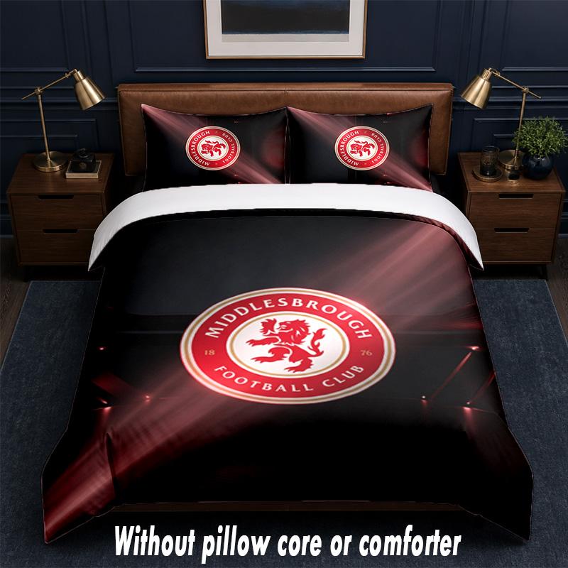 Juego de Ropa de Cama con Diseño del Middlesbrough FC 1 Funda Nórdica + 2 Fundas de Almohada Suave Transpirable Ropa de Cama para el Hogar