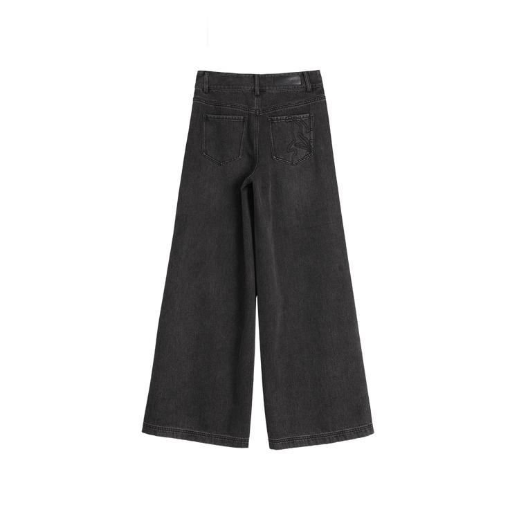 Elle Simple Casual Wide-Leg Jeans Women bottoms Black L7AQW047