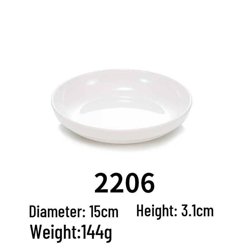 White Melamine Round Plate - Imitation Porcelain Tableware, Shallow Buffet Dinnerware Dish.