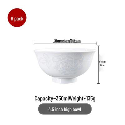 Jingdezhen Bone China Alice High-Foot Rice Bowl Set