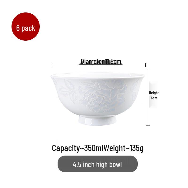 Jingdezhen Bone China Alice High-Foot Rice Bowl Set
