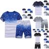 Crew Mens Neck Gradient Tshirtshorts Tracksuits Set Gym Jogging Running Pants