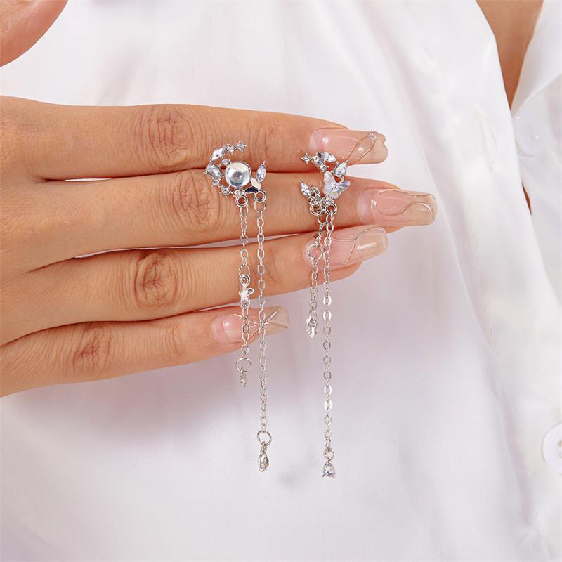 Modern Butterfly Water Drop Ear Studs With Stainless Steel Posts For Girls