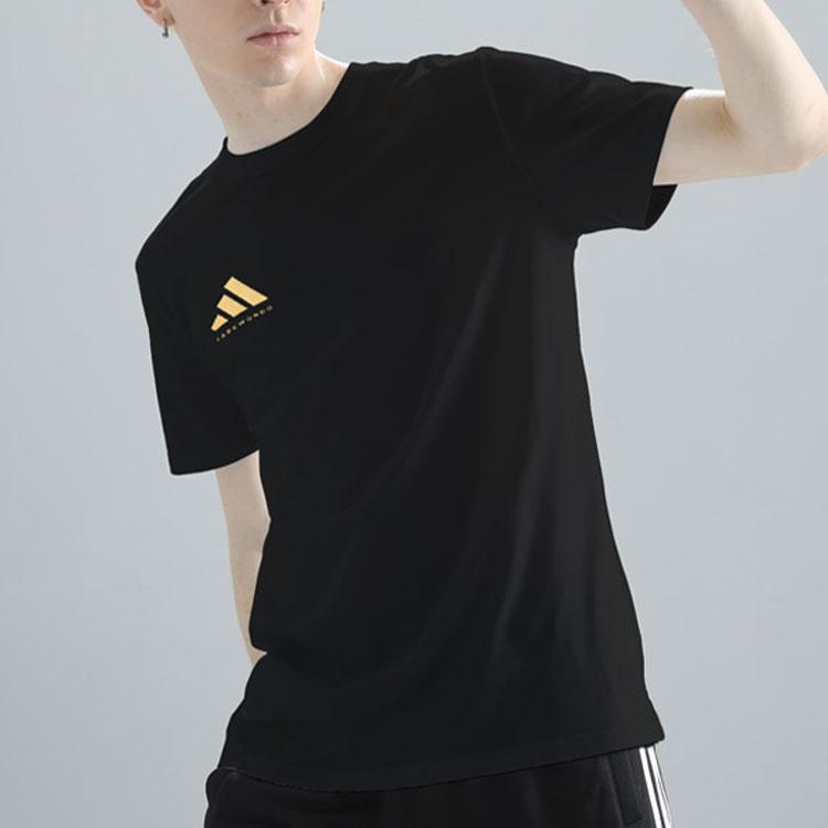 Adidas Printed Logo Breathable Lightweight Quick-Dry Round Neck Short Sleeve T-Shirt Unisex Tops Black ADICLTS24CTK-BG