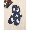 Daiso Pattern Full Pile Socks Navy
