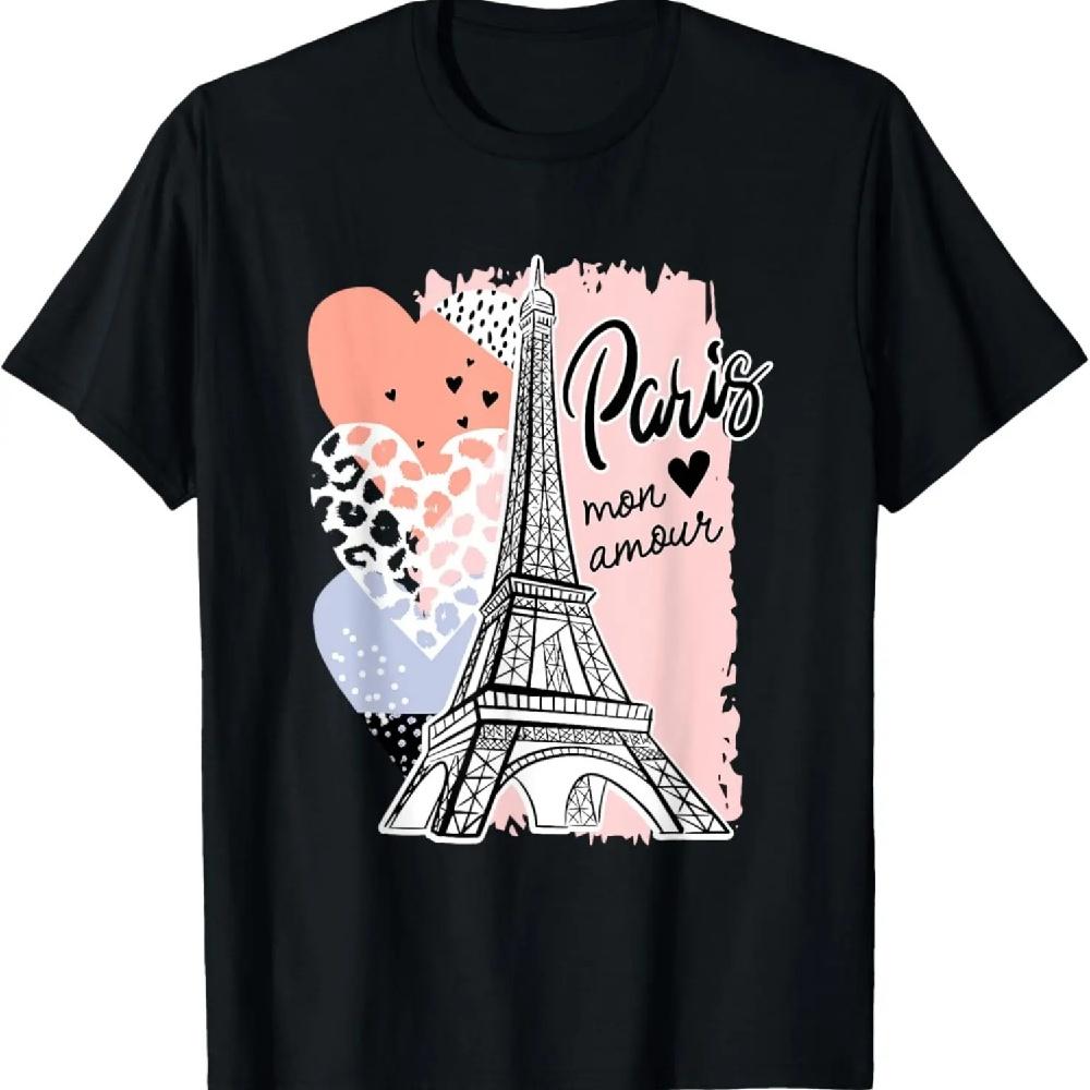 

Romantic Paris Mon Amour Paris My Love Eiffel Tower T-Shirt XXXXXL чёрный