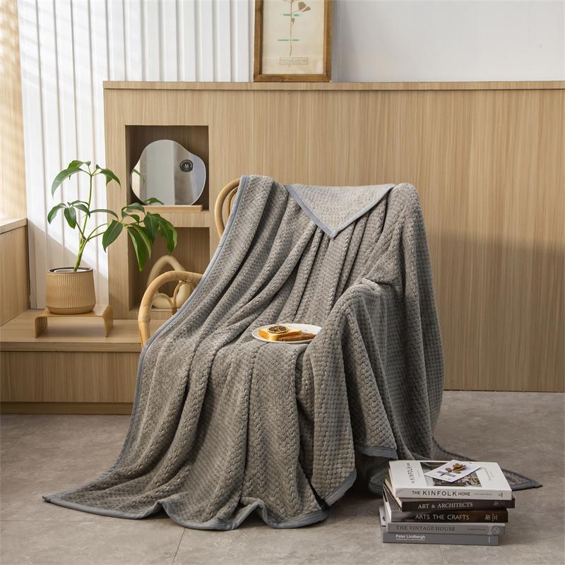 Einfarbig Waffelstruktur Decke Korallenvlies Decken, Weiche Warme Sofadecke Schlicht Elegant Klimadecke