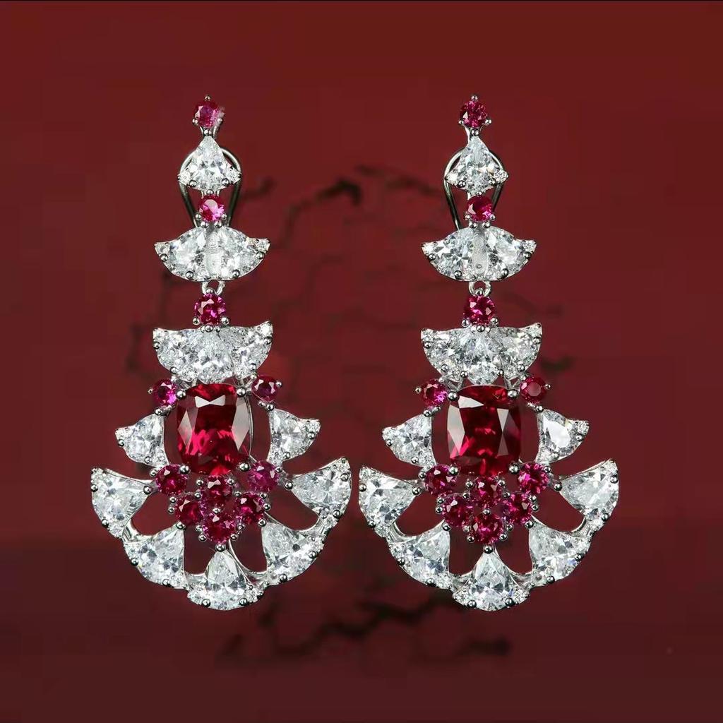 Solid 925 Sterling Silver Origin Ruby Gemstone Jewelry Earring For Women Fine Aros Mujer Oreja Silver Orecchini Drop Earrings