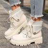 Retro Ankle Boots For Women Winter Large Size Thick Heel Round Toe British Bare Boots For Boots for Women with Heel Comfortable