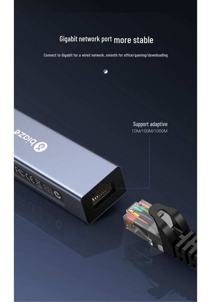 Biaze USB-C To RJ45 Gigabit Ethernet Adapter for Laptop