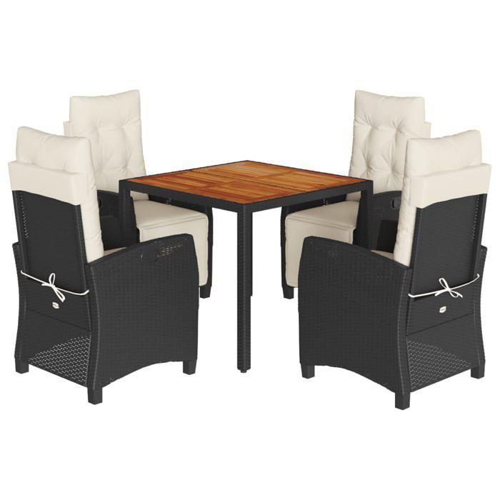 VidaXL 5-Piece Garden Dining Set with Cushions, Table and Chairs with Adjustable Backrest, Outdoor Furniture, 3212901