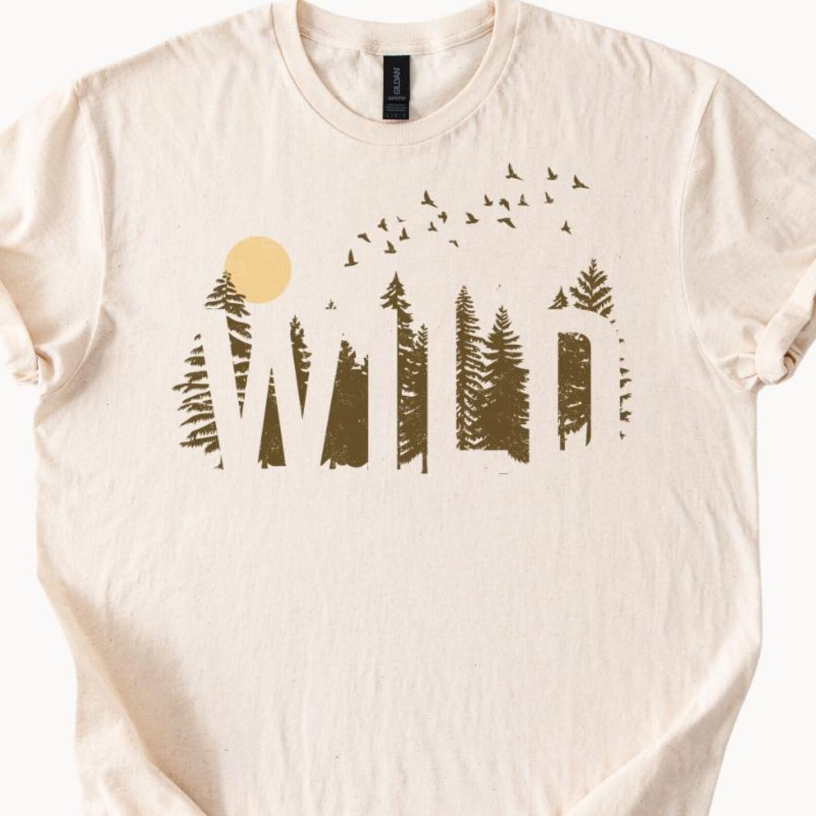 Wild Nature Graphic Tee, Outdoor Adventure Shirt, Minimalist Forest T-Shirt, Casual Camping Top, Wilderness Lover Gift, Nature Inspired 110