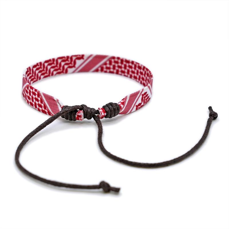 Geometrisches Tupfenmuster Palästina Armband für Männer Frauen Hand Mehrfarbiges Weben Arabischer Stil Gaza Flagge Zirkon Accessoires