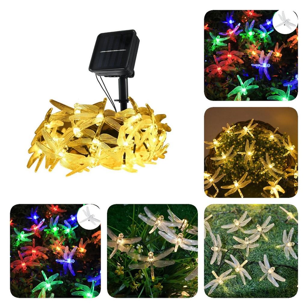 Enchanting 100 Led Solar Fairy Lights With Colorful Dragonfly And Butterfly Design