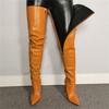 Thin Heels Boots Autumn and Winter Women Polychrome Over The Knee Boot Sexy  Pointed Toe PU Side Zipper Large Size Women Shoes
