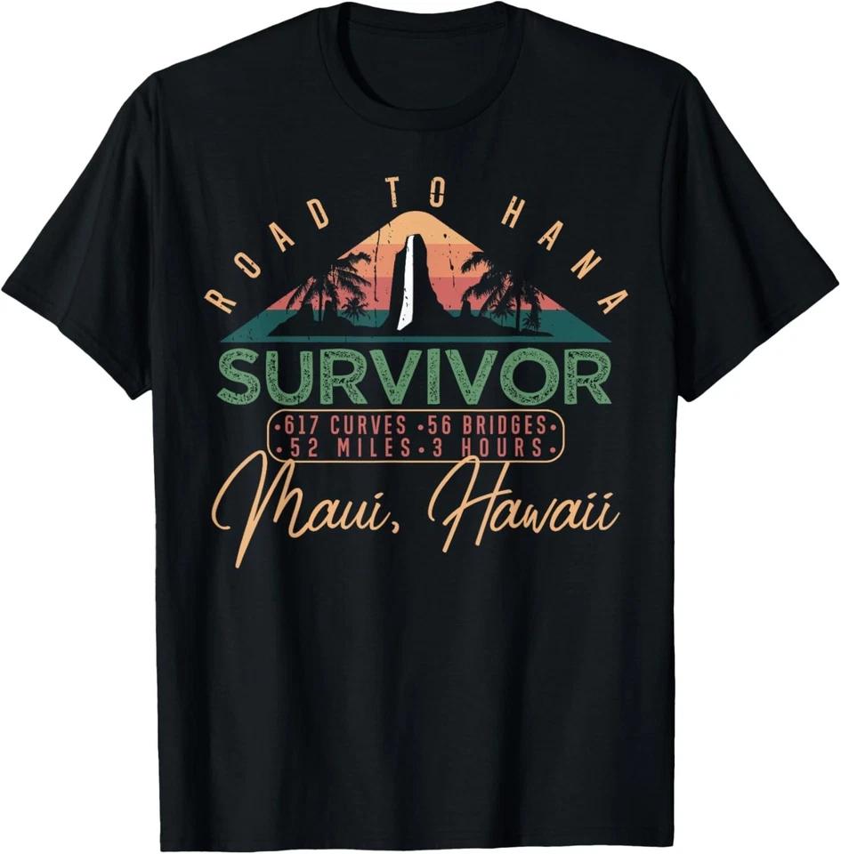 Funny Road To Hana Survivor Curvy Palm Maui Hawaii Lover Gift Unisex T-Shirt