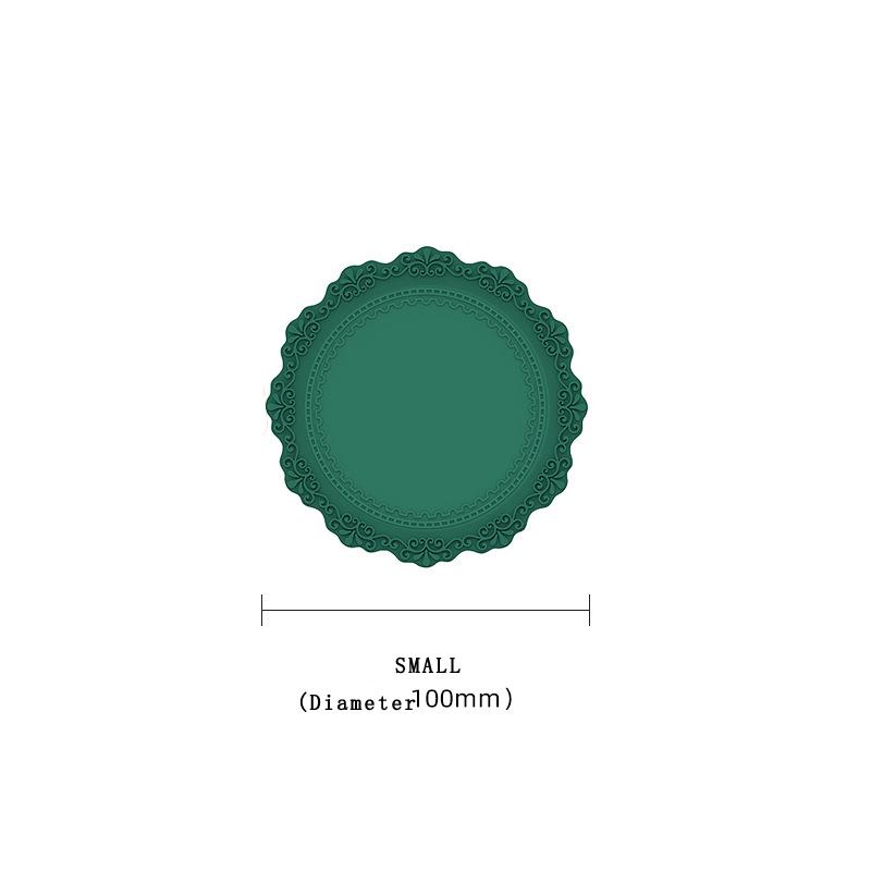 European Lace Silicone Table Mat Retro Embossed Heat Insulation Thickened Round Anti-Skidding Pad Kitchen Waterproof Placemat