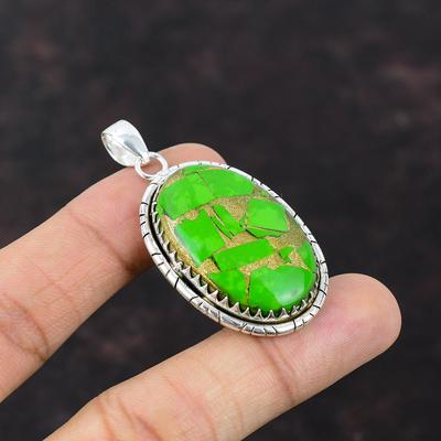 Kupfer Grün Türkis Anhänger Handgefertigter Schmuck 925 Sterling Silber Anhänger Top Qualität Edelstein Schmuck Geschenk für Frauen Einzigartiger Stil Anhänger