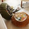 Nordic Style Throw Waist Pillow Retro Luxury Sofa Bedside Cushion  Creative Pleated Round High-end Velvet Cushion Pouffe