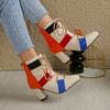 2025 New Ladies Shoes Front Lace-up Women's Boots Fashion Color Matching Dress Boots Women Autumn Plus Size Heeled Ankle Boots