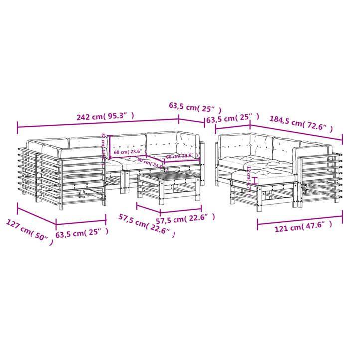 VidaXL Salon de Jardin avec Coussins 10 pcs, Canapés avec Dossier et Accoudoir, Ensemble de Meubles avec Table Basse Patio 3186095