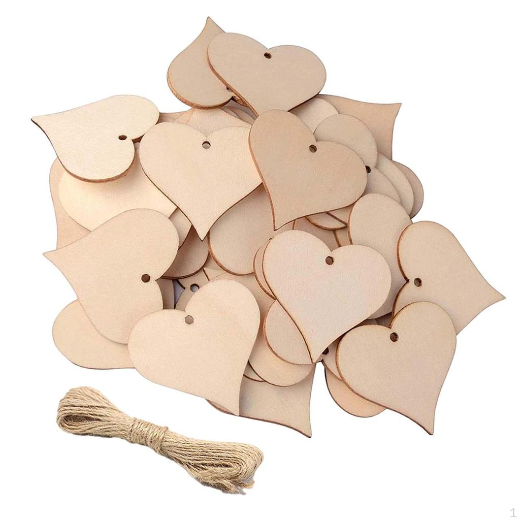 100 Wooden Tags, Gift Tags with Jute String, Unfinished Blank Wood Pieces for DIY Crafts,