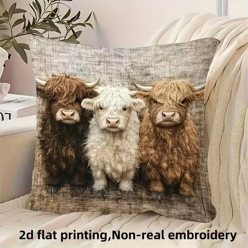 Cute Animal Print Pillowcase with Floral Elements for Sofa Cushion