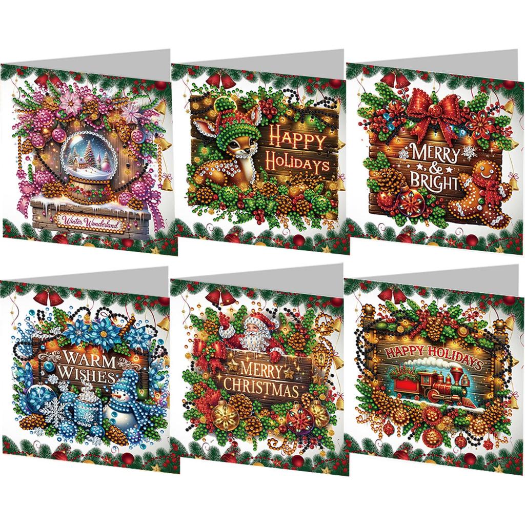 6Pcs Mask DIY Diamond Painting Card Rhinestone Painting Card Kit Diamond Painting Greeting Card for Holiday Party Favors