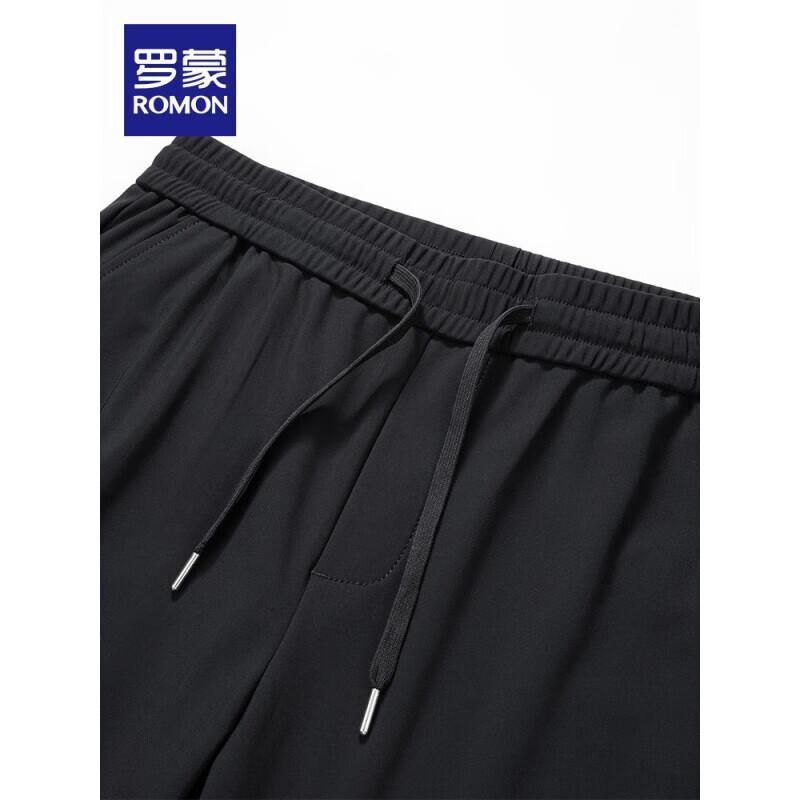 ROMON Men's High-Stretch Drawstring Straight-Leg Casual Pants