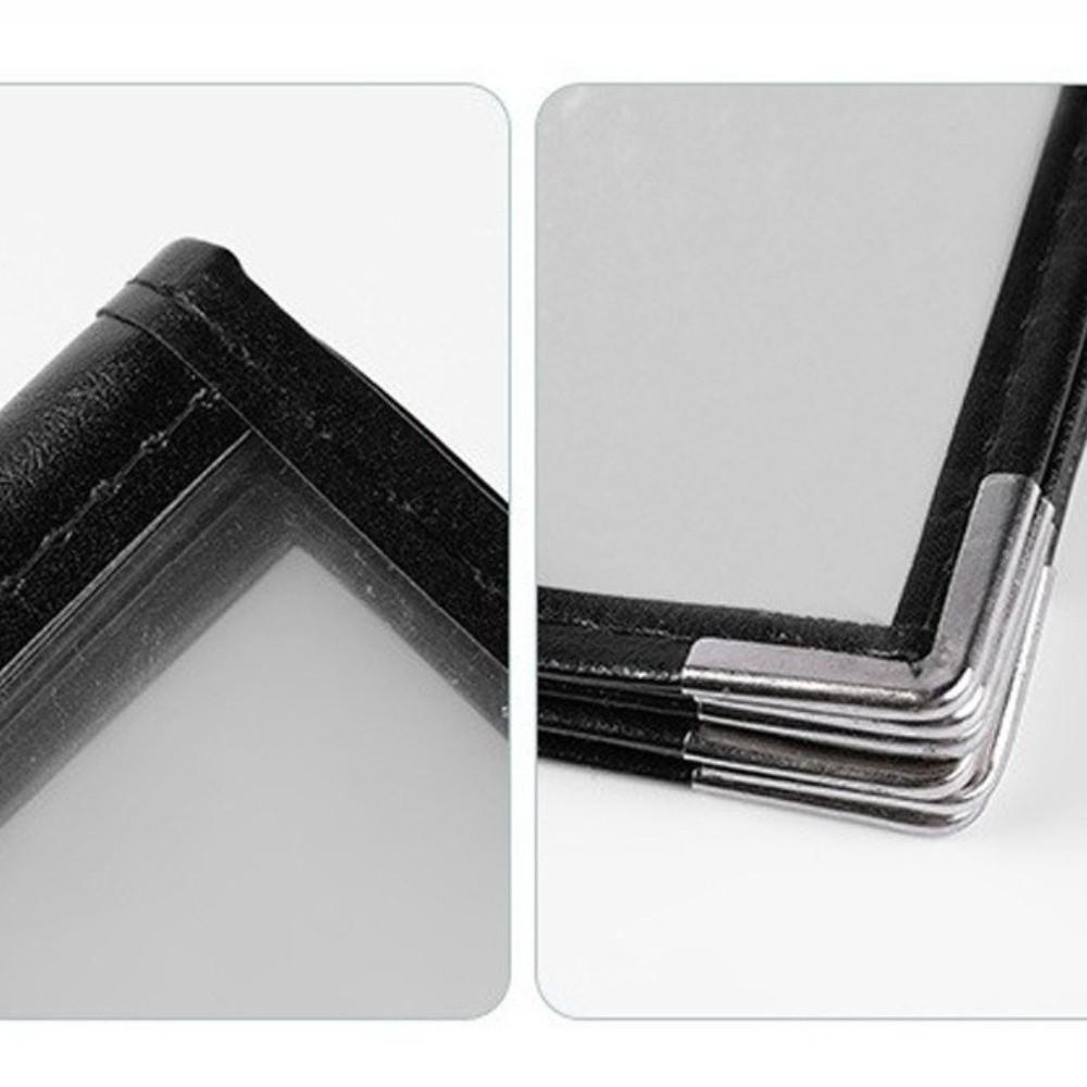 Foldable PVC Transparent Menu Cover Metal Corners Menus Price Display Book Bar Cafe
