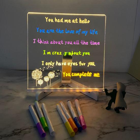 LED Note Board Colors Pen Reusable with 7 Easy To Use Glowing Acrylic