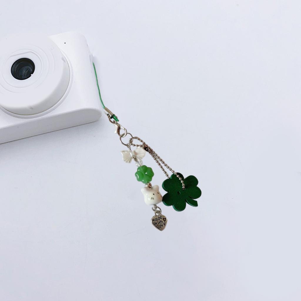 Lucky Four Leaf Clover Phone Charm with Cute Rabbit Design Unique Fashion Accessory for Women and Students