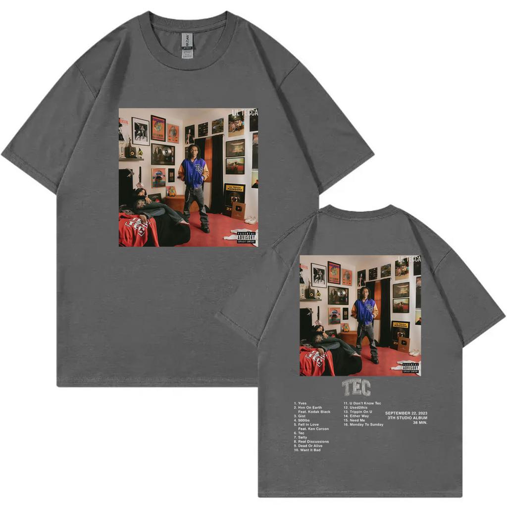Rapper Lil Tecca Tec Album Poster Merch Tshirt Mens Womens Hip Hop Vintage Short Sleeve T Shirt Casual Fashion Loose Tshirts