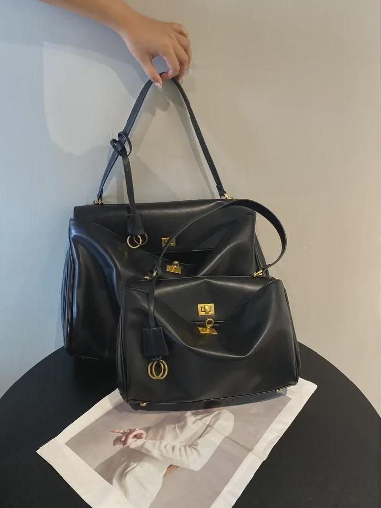 Dámská velká kabelka přes rameno z teletiny s uzávěrem – Neformální nákupní taška pro dojíždění