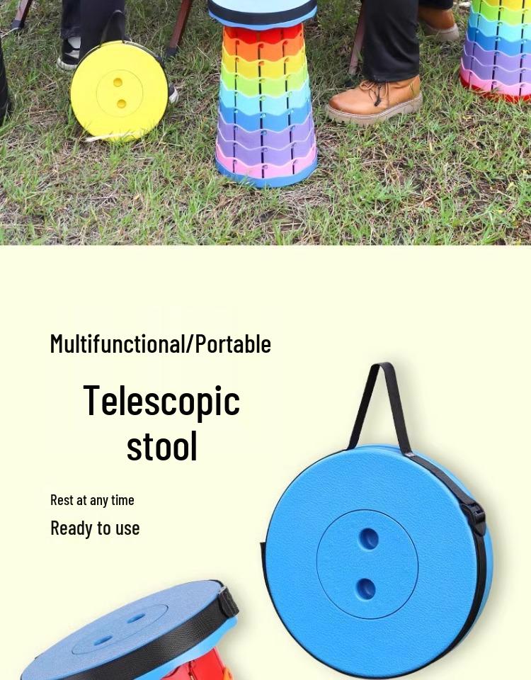 Przenośny Ultralekki Składany Teleskopowy Stołek Kempingowy - Regulowane i Chowane Krzesło
