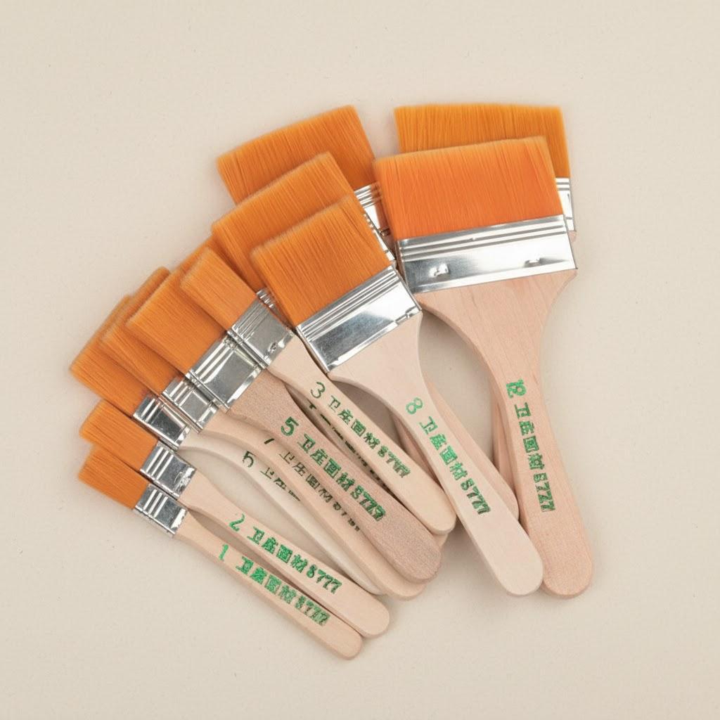 

12 Pcs Memory Nylon Paint Brushes Set Acrylic Oil Watercolor Wooden Art Supplies Brushes Set