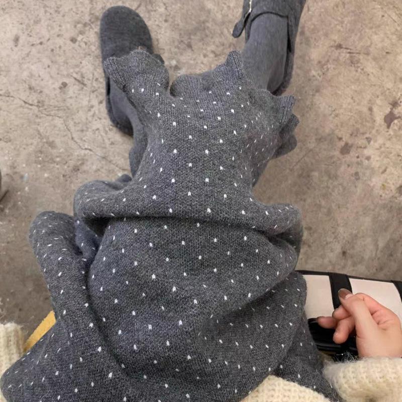 Autumn/Winter Polka Dot Ruffle Knit Midi Skirt for Maternity - Slimming, Casual