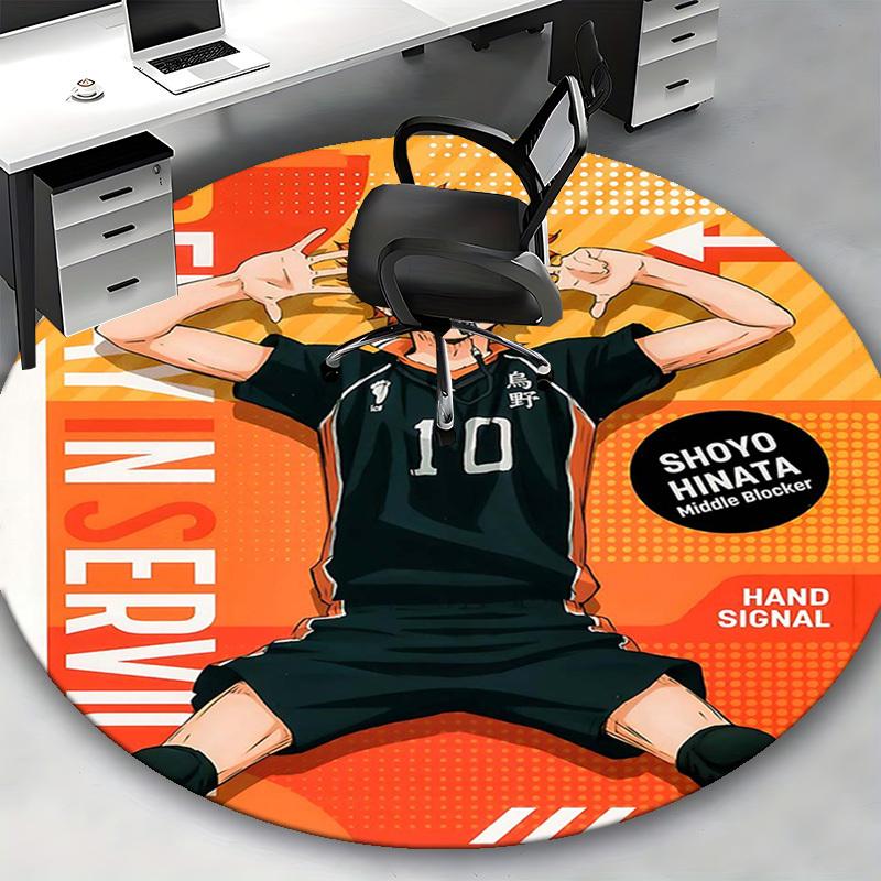 1 vnt. Haikyuu Shoyo Hinata 10 apvalus kilimas, biuro kėdės kilimėlis, neslystantis kilimas namų dekoravimui, sezoninė dovana, tinkamas biurui, svetainei