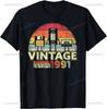 Vintage 1991 Oneck TShirt 34 Yrs Old Bday Unique Printed Tee TShirt Clothing Camisas Ropa Hombre Shortsleev Casual Tops