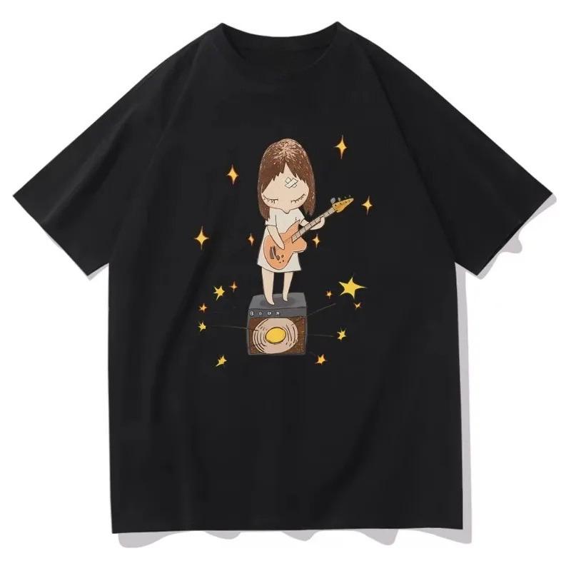 Music Brings Joy Cartoon Printed Tshirt  Casual Short Sleeved Round Neck Top  Suitable for All Seasons  Womens Tshirt