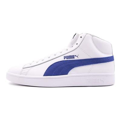 Smash Synthetic Leather Mid-Top Sneakers Unisex Sneakers White Blue 366924-01