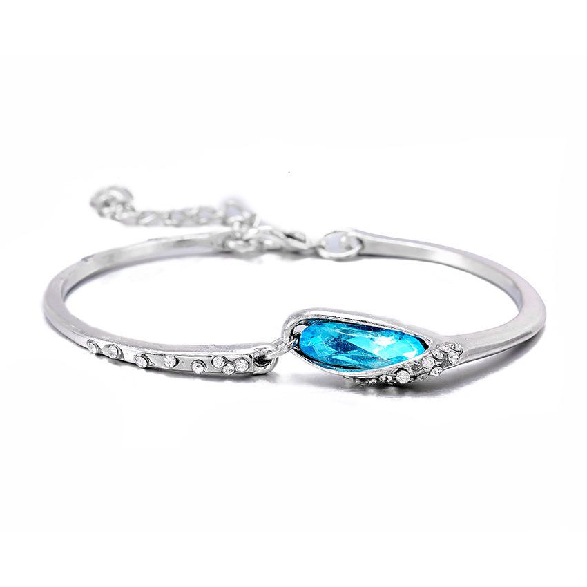 Pulseira de Chinelo de Cristal da Moda Europeia e Americana: Zircônio Azul com Cravejado de Diamantes Feminino