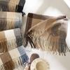 Womens Wool-Blend Plaid Scarf With Fringe Winter Wrap Shawl Warm Neck Office Chic