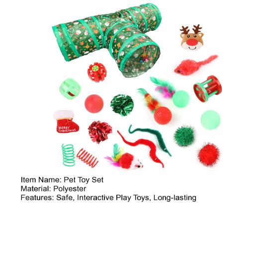 1 Set Christmas Cat Toys Cats Tunnel Rattle Ball Plush Mice Foldable 3-Way Tube Toy Interactive Play And Chew Toys for Cats And Kittens Holiday Gifts