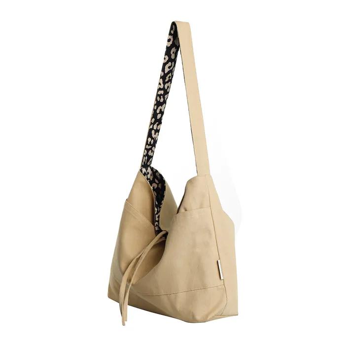 Plain Easy Reversible Shoulder Bag - Leopard Black