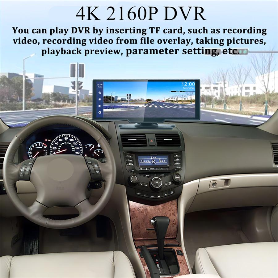 10.26" 4K For Carplay Car Mirror Dashboard Video Recording DVR APP Control USA
