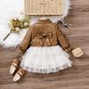 Girls' Autumn Winter Puffy Dress New Fashionable Little Princess Baby Korean Style Children's Two-Piece Set